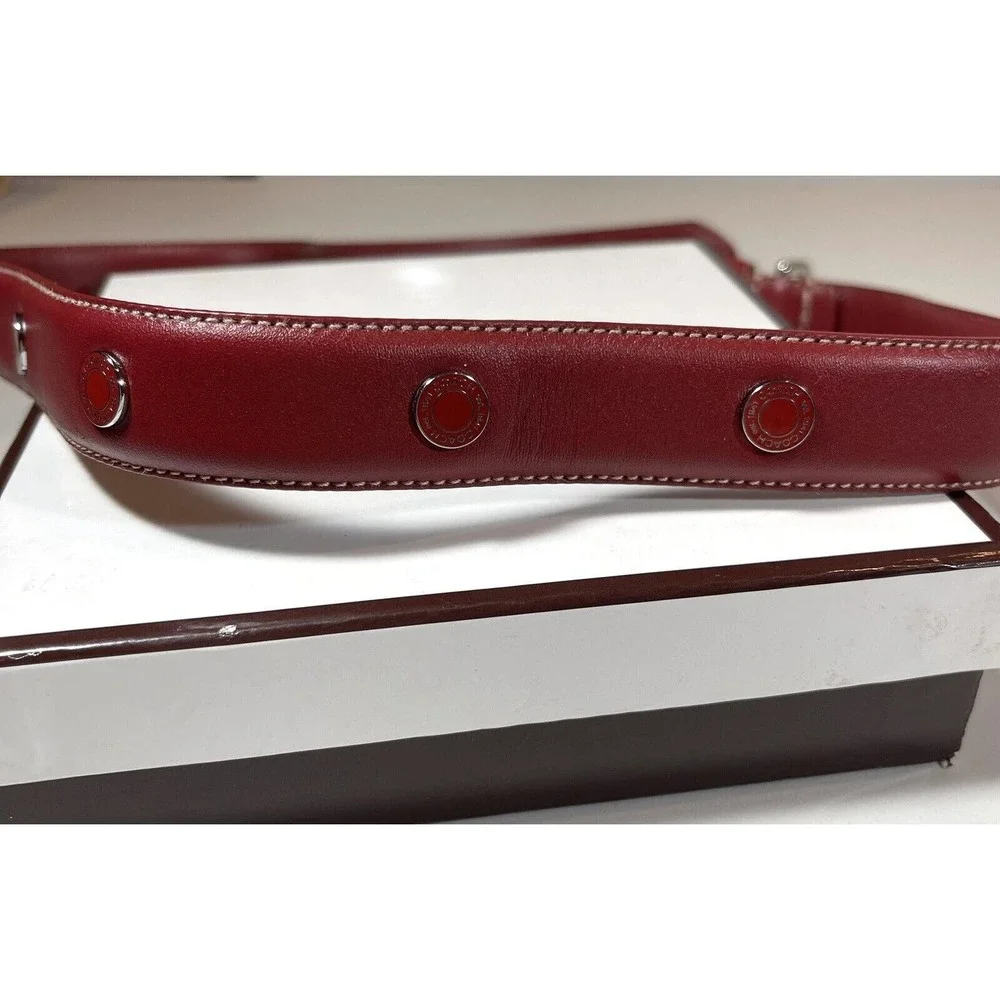 Coach Red Charm Dog Collar Leather XL 22” to 26” Studded Grommets #8848 Dust Bag